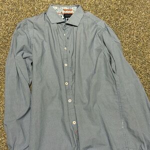 Denim and Flower Mens Button Down Shirt Size Large